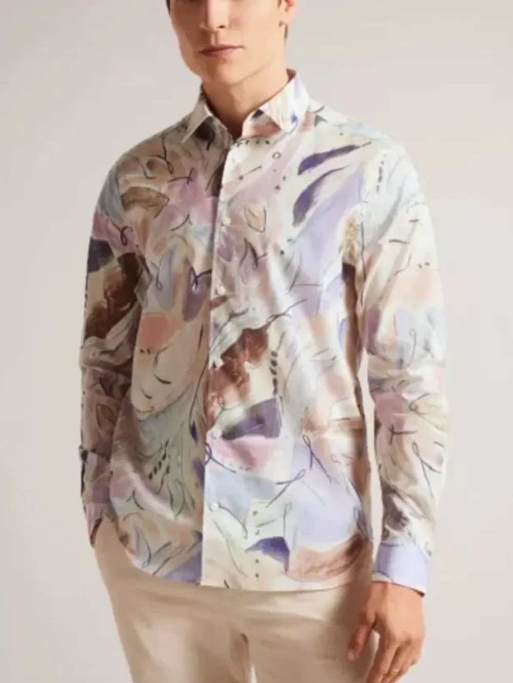 TED BAKER Pastel Multi Abstract Print Button-Down Shirt